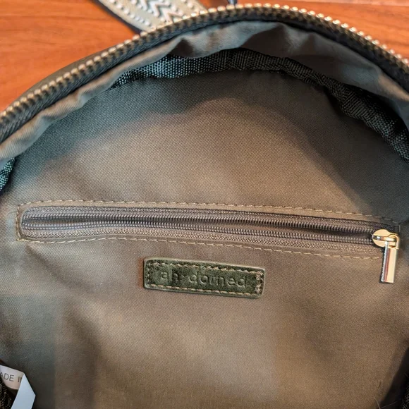 Round Crossbody Bag with Patterned Strap - Picture 6 of 7